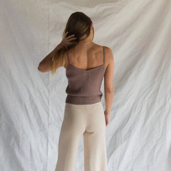 Raised By Water Women's Knit Tank in Taupe - Picture 2 of 6
